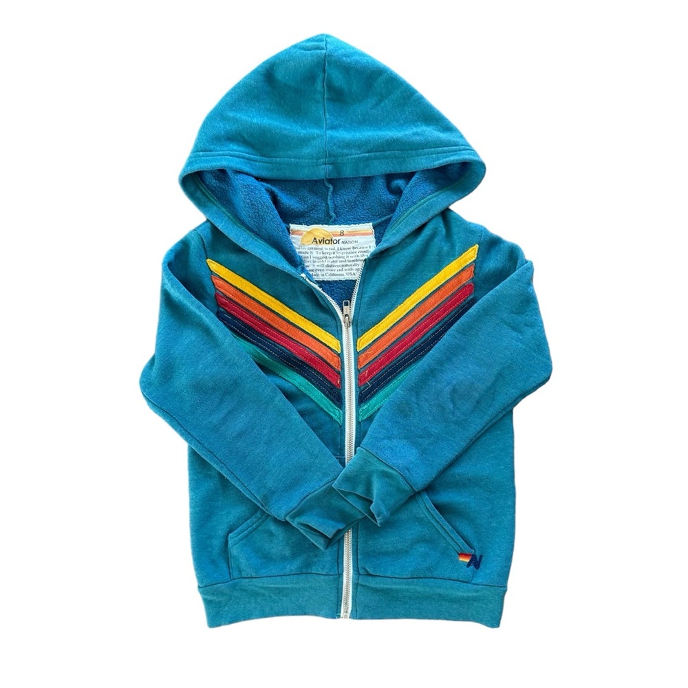Aviator Nation Vintage Rainbow Hoodie Size 8